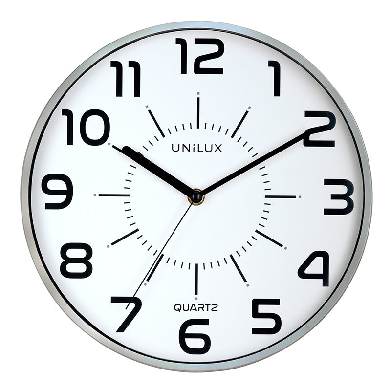 Wall clock UNILUX POP, diameter 28cm, silver color.