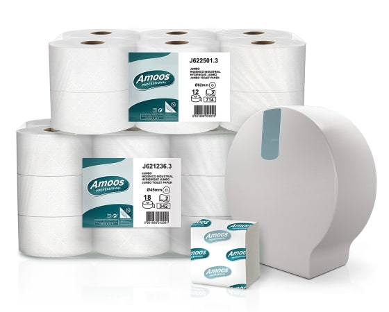 Toilet paper AMOOS JUMBO with perforation 2 layers, 350 m, 250 mm