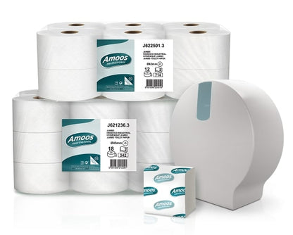 Toilet paper AMOOS JUMBO with perforation 2 layers, 350 m, 250 mm