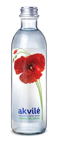 Natural mineral water AKVILĖ, lightly carbonated, in a glass container, 0.33 l