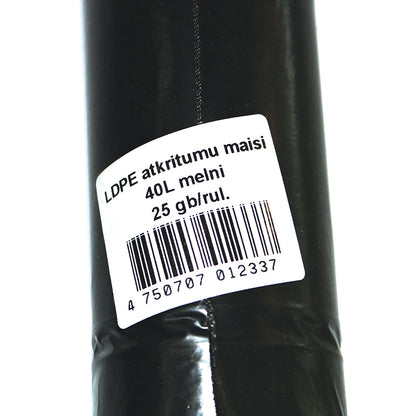 Garbage bags, 40 L, 25 pcs, LDPE, 30 mic, black