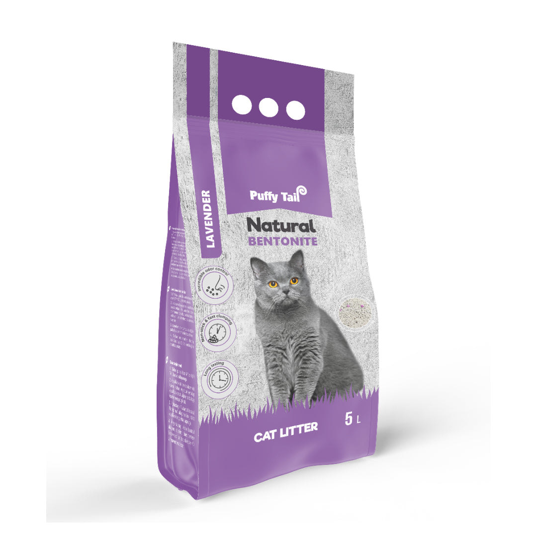 Cat litter, PUFFY TAIL LAVENDER. betonite, bouncing, 5