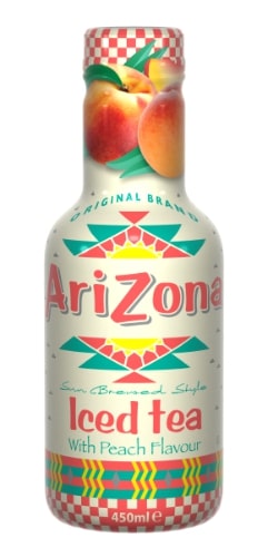 Iced tea drink ARIZONA, peach flavor, 450ml PET D