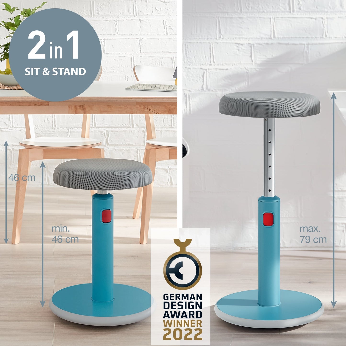 Ergonomiška kėdė Leitz Ergo Cosy, „du viename“, ramios mėlynos spalvos