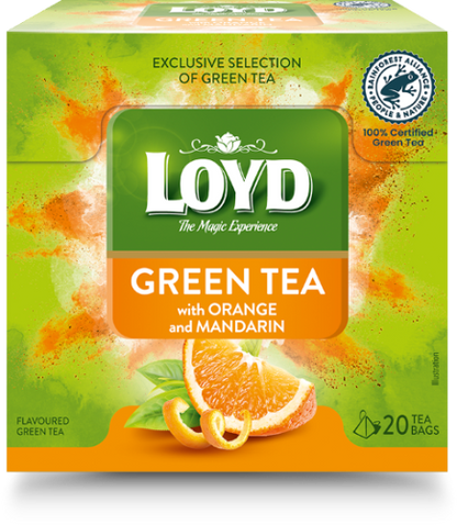 Žalioji arbata LOYD Green Orange&Mandarine, 20 x 1.5g