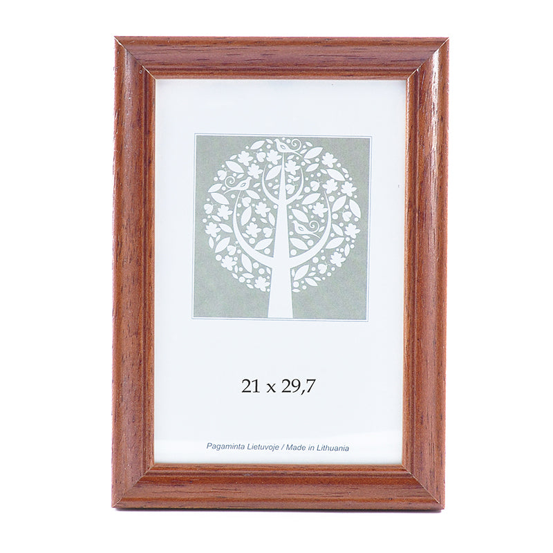 Photo frame, wooden, A4, 21x29.7 cm, brown.