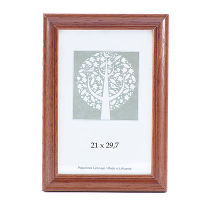 Photo frame, wooden, A4, 21x29.7 cm, brown.
