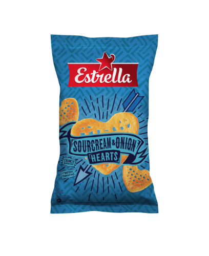Kukurūzų traškučiai ESTRELLA BITES grietinės ir svogūnų skonio,110 g
