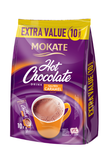 Šokoladinis gėrimas MOKATE salted caramel, maišelyje, 10 x 10g