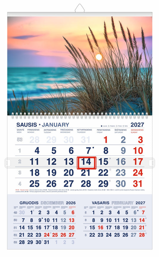 Hanging calendar FOREST FAIRY TALE 2026, three in one